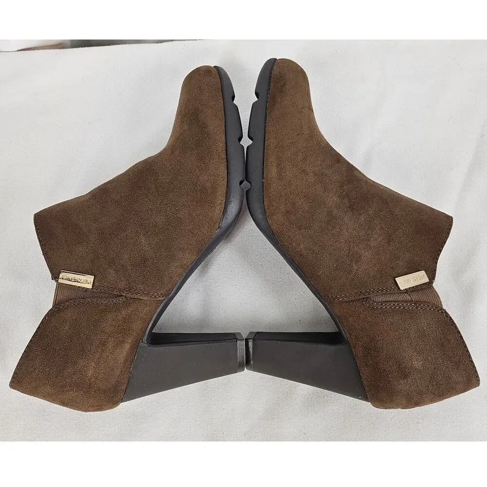 ANNE KLEIN XLAND BROWN HEEL ZIP ANKLE BOOTIES – WOMEN’S SIZE 7 – FABRIC UPPER